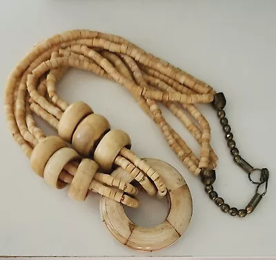 Bone Beads Necklace Vintage Tribal Necklace (V977) • $19.99