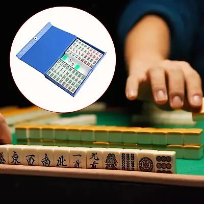 Mini Mahjong Set With Storage Box Traditional Entertainment • £13.04