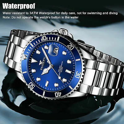 Waterproof Men's Watch Classic Stainless Steel Quartz Business Luminous Bracelet • $16.48