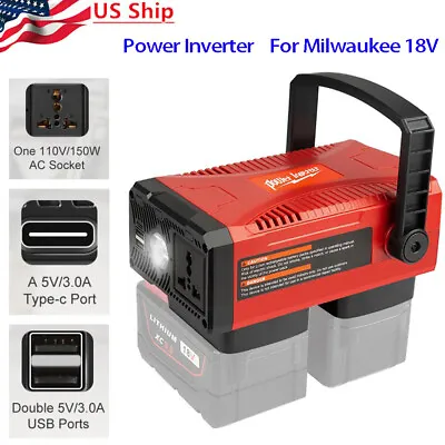 For Milwaukee M-18 Battery Convert To Power Station By Inverter 150W 110V-220V • $56.99