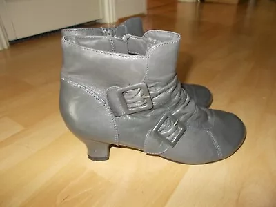 £4 • Buy Women's Ankle Boots Size 6 By Hush Puppies Leather Grey Zip Fastening 2  Heel