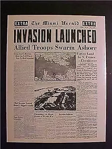 Vintage Newspaper Headline~ World War 2 France Army Invasion D-day Map Wwii 1944 • $14.49