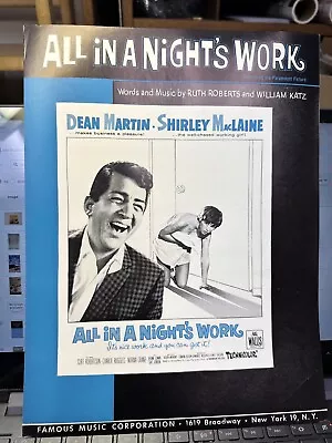 1961 SHIRLEY MacLAINE Movie Sheet Music ALL IN A NIGHT’S WORK Dean Martin • $8