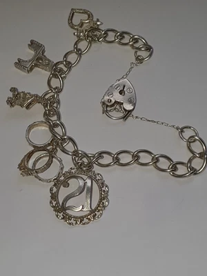 £30 • Buy Vintage Silver Charm Bracelet With Charms