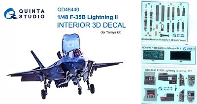 Quinta Studios 1/48 F-35B LIGHTNING II 3D DECAL COLORED INTERIOR SET Tamiya • $10.99