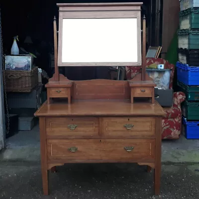 £85 • Buy Edwardian Mahogany Dressing Table Over 3 Drawers With Fruit-Wood Cross-Banding