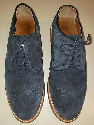 J CREW MENS Blue LEATHER SHOES Size 10 Super Condition FOOTWEAR WING TIPS Ties  • $32.47