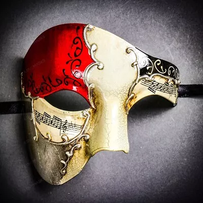 Red Venetian Phantom Of The Opera Masquerade Ball Halloween Party Mask For Men • $15.99
