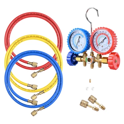$40.89 • Buy Refrigerant 2-Valve R410a Manifold Gauges 60 Hoses HVAC AC Detection Tools
