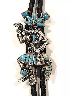 Vintage Kachina Snake Dancer Bolo Native American Design Faux Turquoise ST • $39