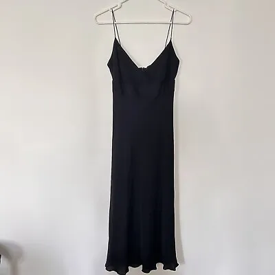 J. Crew Women's Medium Black Silk Spaghetti Strap Tank Dress 4 Party Wedding • $29.99