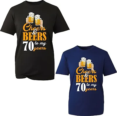 Cheers & Beers To My 70th Years T-Shirt Funny Birthday Gift For Grandpa Tee Top • £11.99