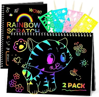 KmmiFF Toys For 4 5 6 7 Year Old Girl GiftsScratch Art For Kids 6-12 Rainbow & • £14.19