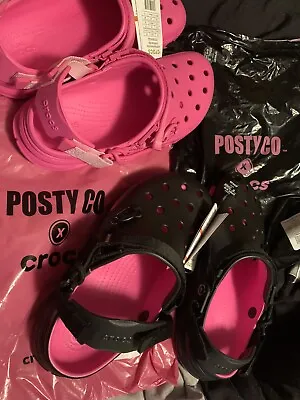 Post Malone X Crocs Duet TWO PAIR Black & Pink Men Size 10 Women 12  New In Bag! • $355