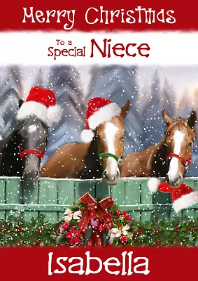 Horse Personalised Christmas Card -A5 Size - ANY - Relation / Name • £2.95