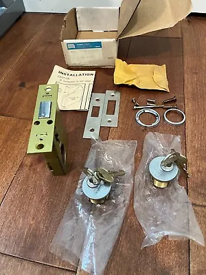 Vintage Russwin Double Cylinder Mortise Door Lock W Keys US26D Satin Chrome NOS • $119