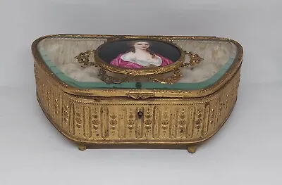 French Dresser Box Bronze Ormolu Mounts With Portrait Of A Woman Painted • £522.78