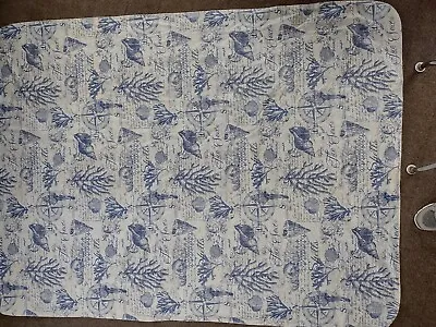 Seashore Theme Vinyl Tablecloth Blue &. White 51  X 69  • $10