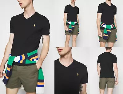 £59.03 • Buy Polo Ralph Lauren V Neck T-Shirt Custom Slim Fit T-Shirt Top Gold Fringe M