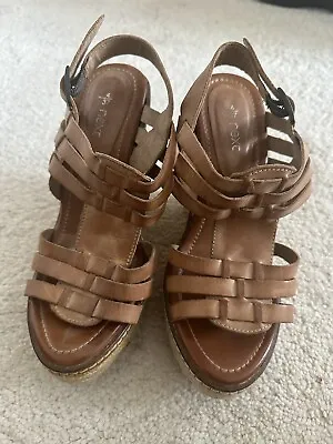 Tan Brown Strappy Wedges • £12