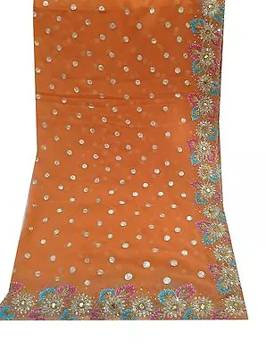 Vintage Dupatta Bridal Hand Embroidered Beaded Peach Scarf Veil Hijabad1368 • $46.46