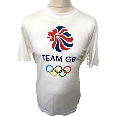 Team GB Large Official White T Shirt Olympics Men's 100% Cotton Mint • £14.99