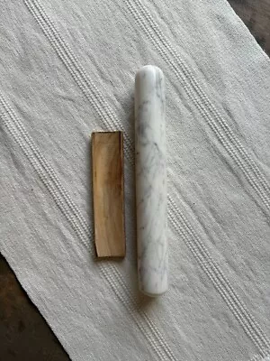 Heavy 14  Marble Rolling Pin With Wooden Cradle Stand - Never Used! • $35