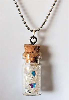 Perfect Gift Tiny Bottle Pendant With Swarovski Crystals With/without 925 Chain • £7.99