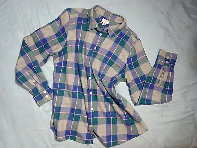 J Crew Women’s Plaid Flannel Long Sleeve Shirt Button Up Pocket Size M • $18.80