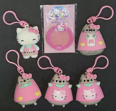 Sanrio Hello Kitty X Pusheen Figural Bag Clip (Lot 5) & Oval Magnetic Frame (1) • $22.95