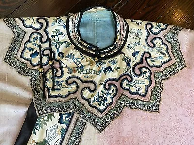 Antique 19th Century QING Dynasty Exquisite Silk Hand Embroidered Robe • $598