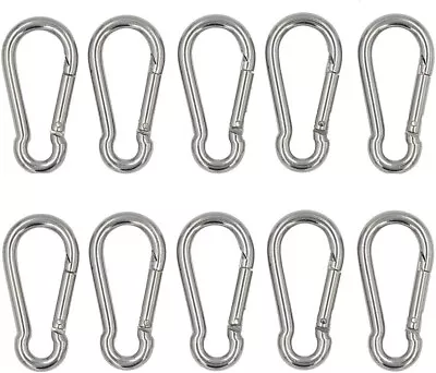 $13.59 • Buy 10 Pcs Carabiner Clips Spring-Snap Hook M5 2 Inch Quick Link 304 Stainless Steel