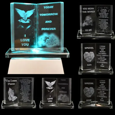 New Glass Crystal Ornaments Book Gift Set Poem Poetic Writing Message Xmas Gift • £9.49