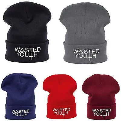 Winter Beanie Hat WASTED Men Women Knitted Woolly Oversized Slouch Worm Cap  • £4.99