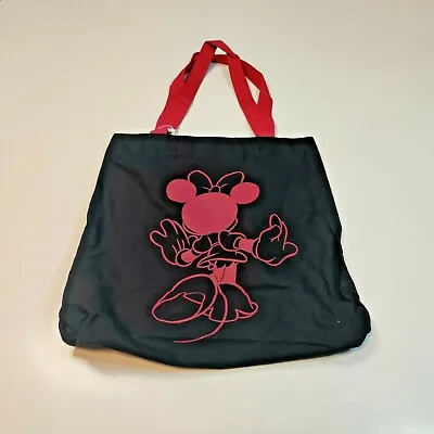 Disney Minnie Mouse Canvas Tote Shopper Bag Bag For Life Black Pink • £4.99