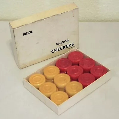 VTG Puremco Checkers No. 1504 24 Deluxe MarbleLike TX USA - Bakelite Simi Tested • $76.25