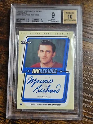 1999-00 Ud Retro Inkredible #mar Maurice Richard Canadiens Mint 9 Auto 10 Bgs • $1463.22