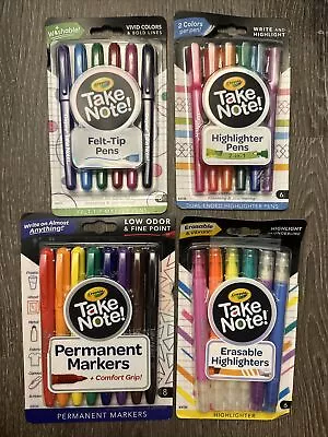 NEW Crayola Take Note! Permanent Marker Erasable Highlighter Pens Felt Tip Pens • £24.12