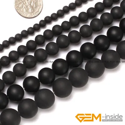 Natural Black Onyx Gemstone Matte Round Beads For Jewelry Making 15  4mm 6mm 8mm • $2.45