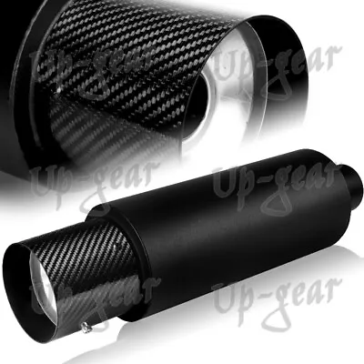 Universal 4  N1 Carbon Fiber Tip Black T-304 Weld-On Exhaust Muffler 2.5  Inlet • $39.50