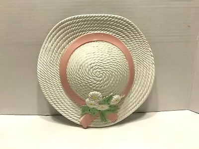 Vintage  Bonnet/Straw Hat Plastic Wall Pocket  Flowers/Ribbon ....Homco • $12.99