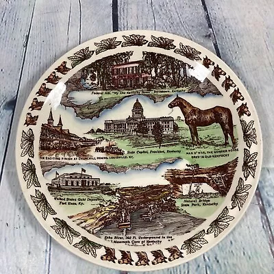 Vtg Vernon Kilns Kentucky Souvenir Plate Man Of War Horse Churchill Downs 10.5  • $16