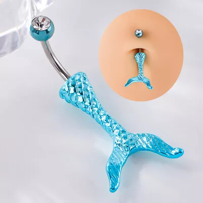 PTOP 14G Belly Button Rings Mermaid Tail Navel Piercing Body Jewelry • $10.99