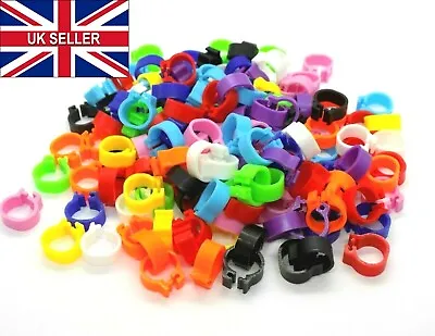 8mm Reusable Birds Foot Rings Poultry Chicken Pigeons Quail Hens Leg Click Clips • £4.99