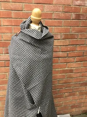 Abraham Moon 100% Wool Fabric  Black & Light Grey Dogtooth Remnant  • £28