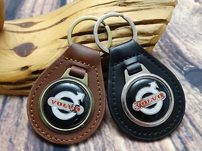 NEW RARE VINTAGE 1970's VOLVO Leather Car Key Chain Ring Fob NOS • $19.99