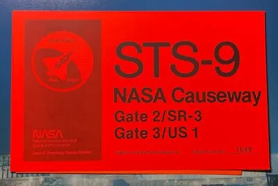 Sts-9 Nasa Causeway Gate 2 Ksc/nasa Neon Red Vehicle Permit Pass • $24.99