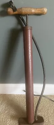 Vintage Bicycle Hand Tire Pump Air Pump Solid Wood Handle • $55