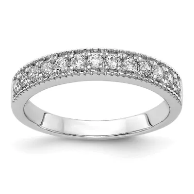 14K White Gold Diamond Beaded Edge Ring • $757