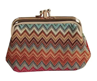 Signare Colorful Multi-Color Aztec  Double Section Coin Frame Purse Tapestry • $19.99